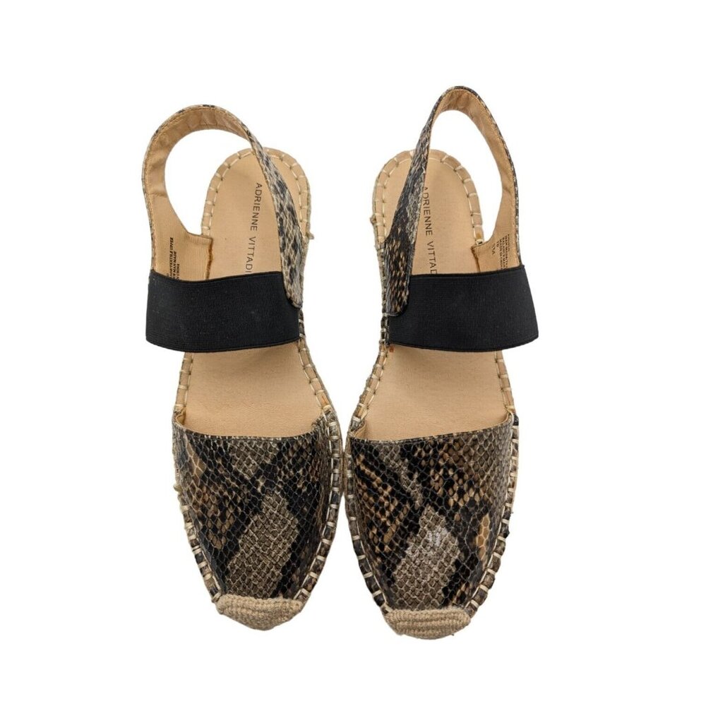 Adrienne Vittadini Women's Angelo Black Snakeskin Espadrille Flat Sandals 8M - Picture 5 of 8